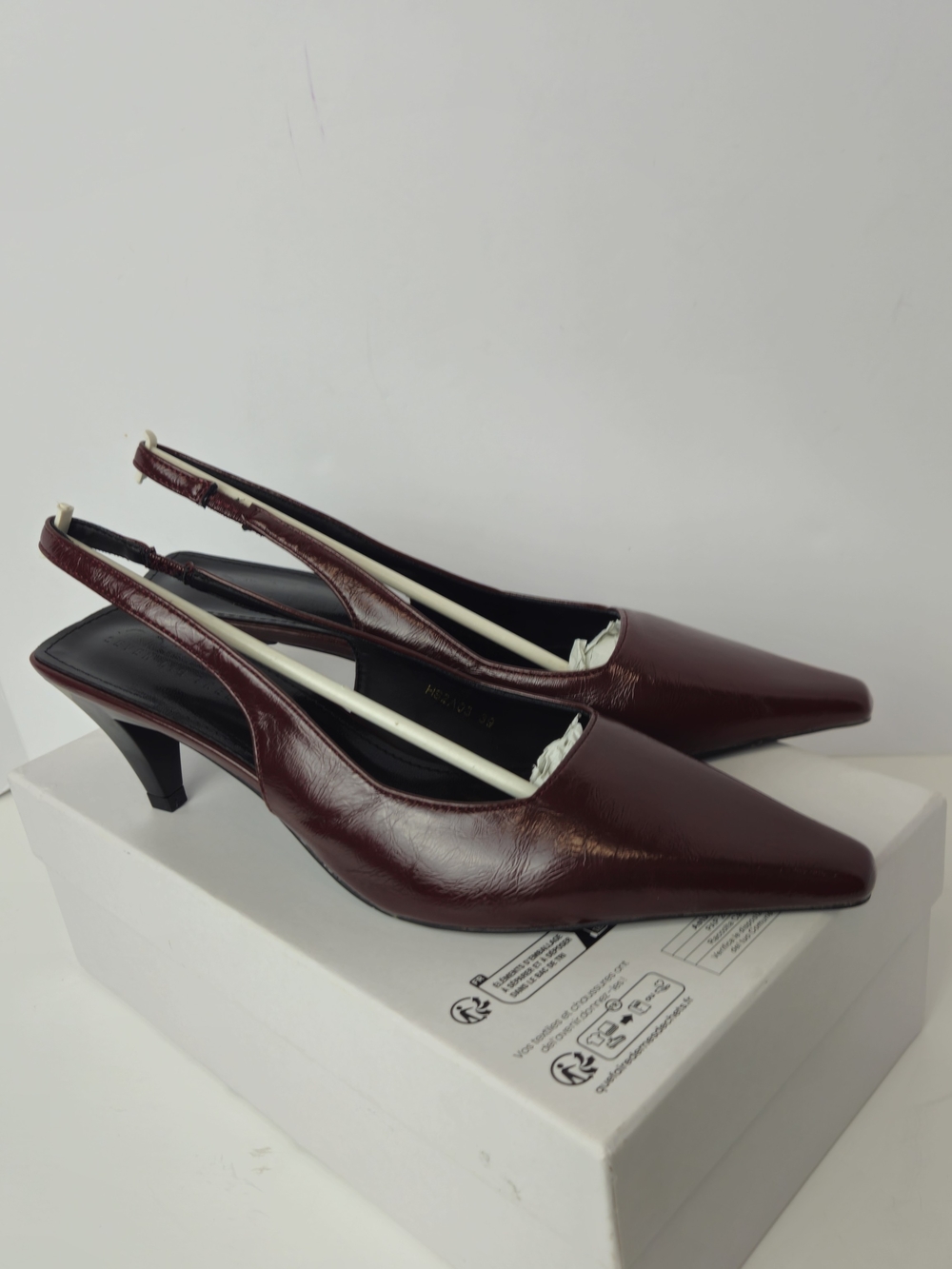 Women's Burgundy Slingback Kitten Heel Pumps - Picture 2 of 11